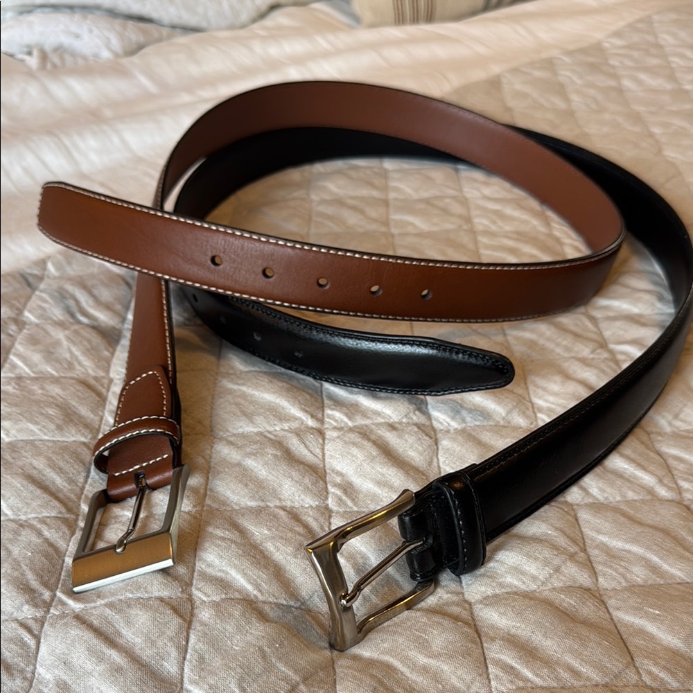 Men's As-New Leather Belt Bundle, size 32 (Johnston & Murphy)